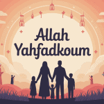 allah yahfadkoum réponse illustration famille protégée cercle doré