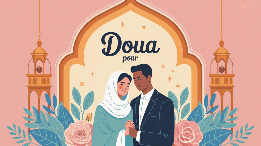 doua pour mariage couple islamique bénédiction illustration