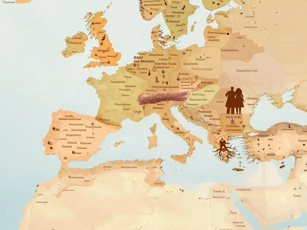 Illustration des catégories et origines géographiques des noms de famille juifs séfarades