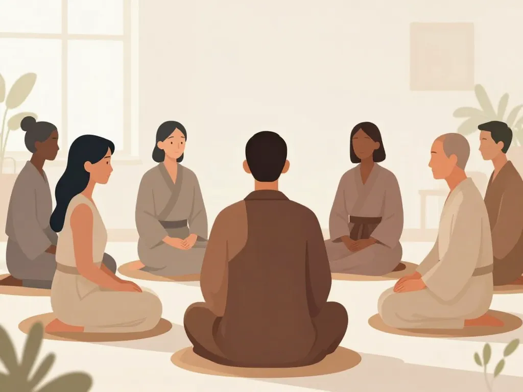 laics meditation tenue bouddhiste scene