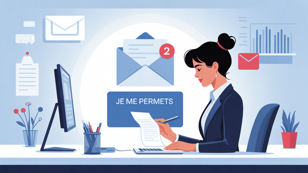 illustration je me permets politesse écrite professionnelle bureau