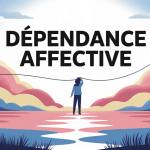 Illustration je ne dépends plus de toi, personne se libère d’un fil, dépendance affective