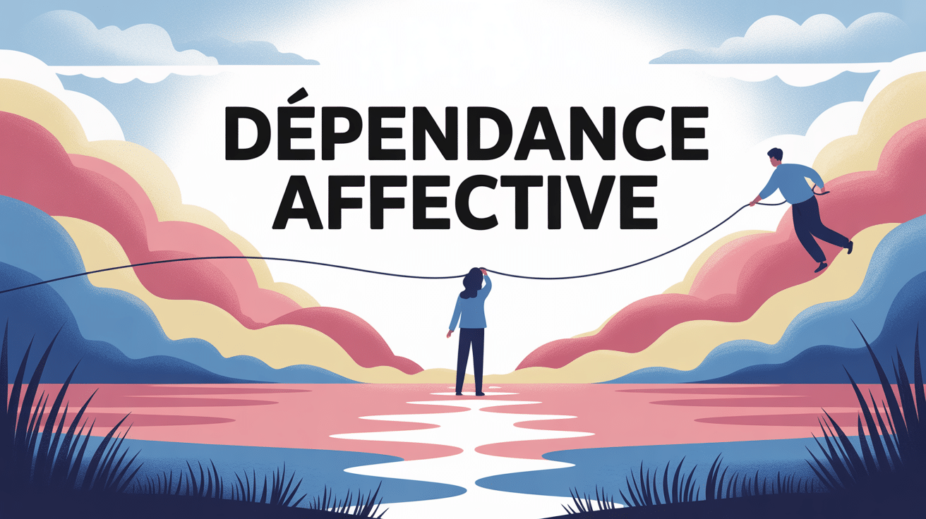 Illustration je ne dépends plus de toi, personne se libère d’un fil, dépendance affective