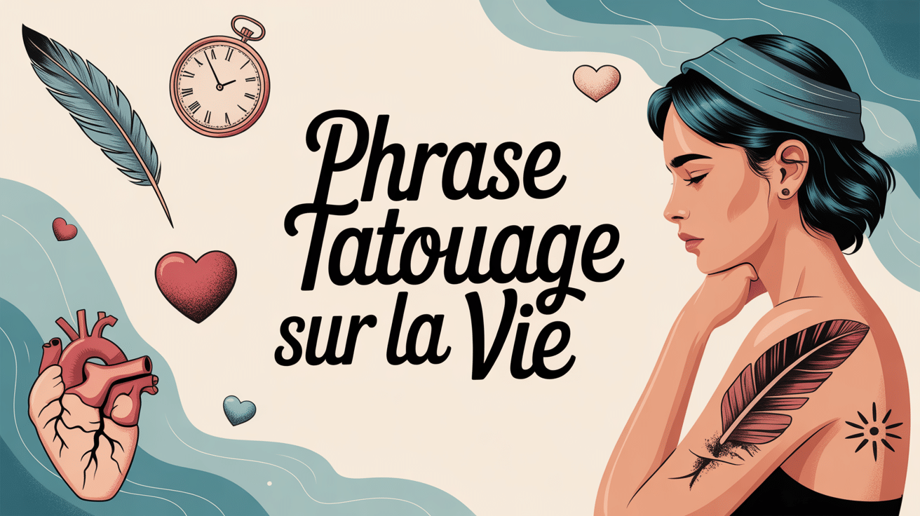 Illustration phrases tatouage sur la vie, motifs symboliques