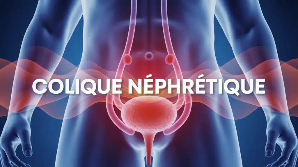 Illustration colique néphrétique avec rein et douleur