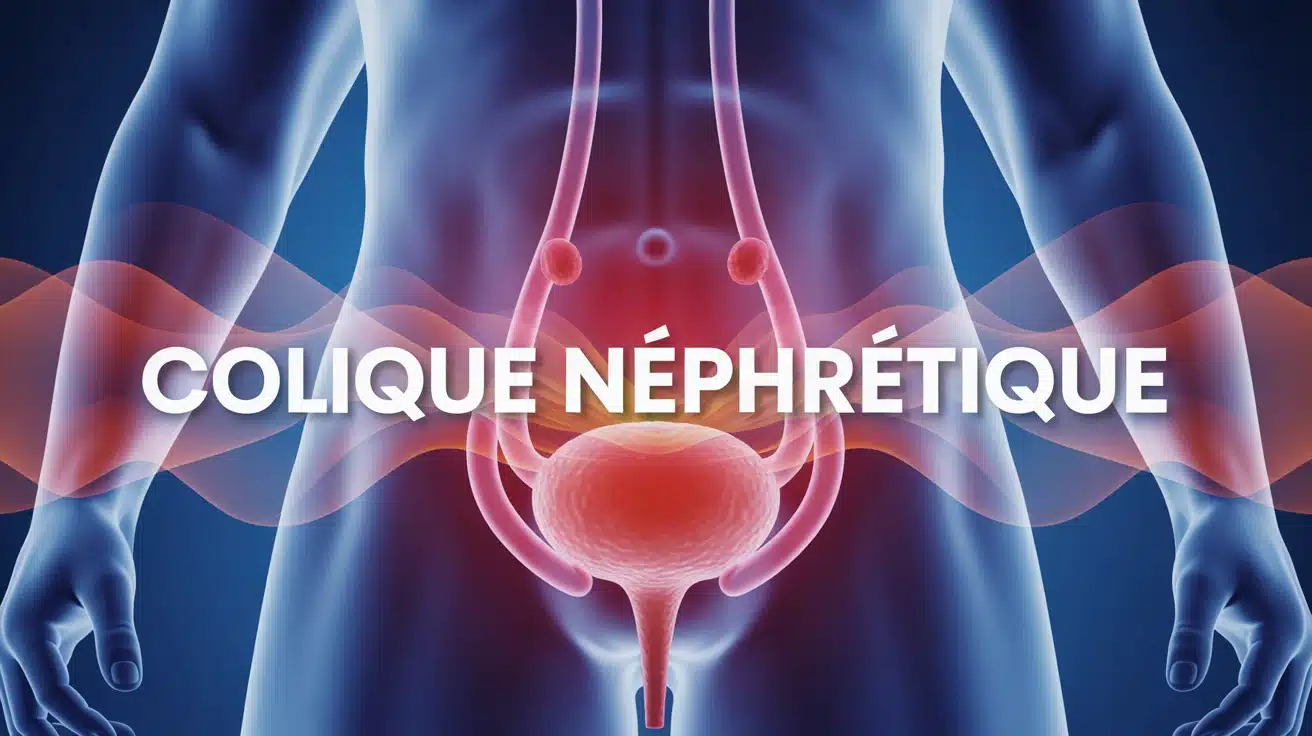 Illustration colique néphrétique avec rein et douleur