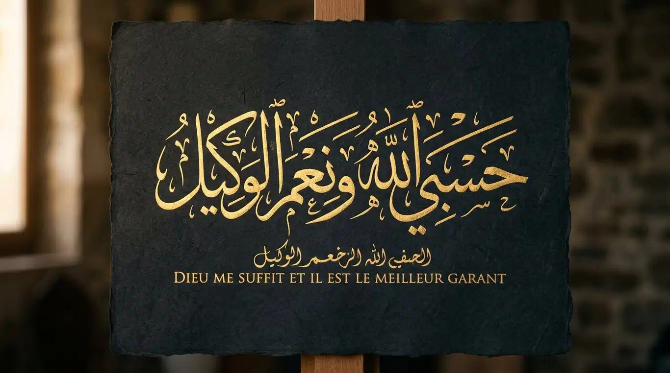 Calligraphie arabe de l'invocation Hasbi Allah wa ni'mal wakil