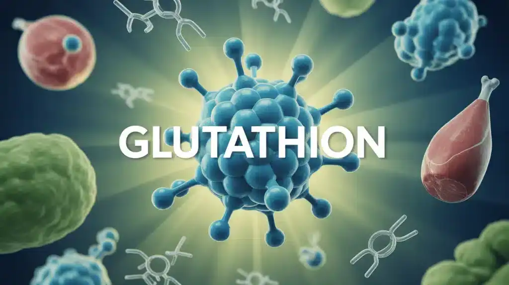 Illustration glutathion molécule antioxydant cellules radicaux libres foie