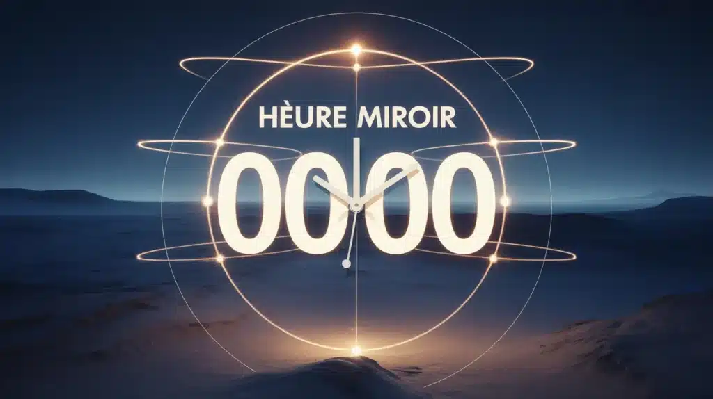 heure miroir 00h00 horloge numérique avec cercles lumineux