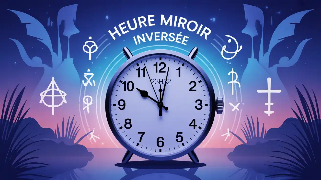 illustration heure miroir inversée 23h32 horloge spirituelle nocturne