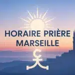 Illustration vectorielle horaire prière Marseille mosquée et ciel d'aube