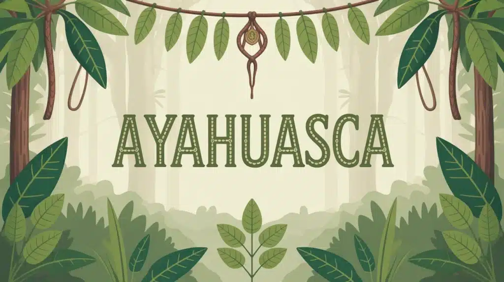Illustration vectorielle ayahuasca liane Banisteriopsis caapi et feuilles Psychotria viridis