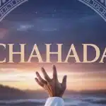 Illustration vectorielle chahada avec main levée et calligraphie arabe
