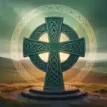 croix celtique avec entrelacs et cercle lumineux