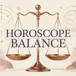 Illustration horoscope Balance avec balance stylisée et étoiles