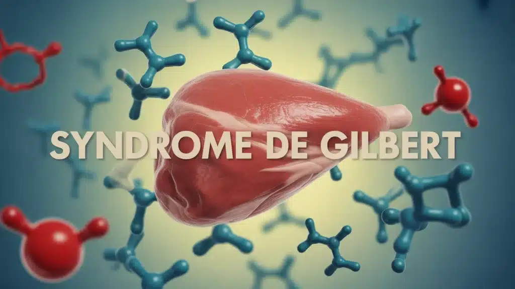Illustration foie stylisé syndrome de Gilbert avec bilirubine