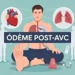 Illustration œdème post-AVC pied et cheville gonflés avec symbole cœur