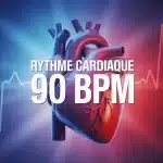 Illustration cœur stylisé rythme cardiaque de 90 bpm