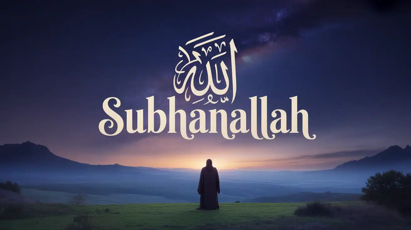 Illustration vectorielle Subhanallah ciel étoilé paysage mystique