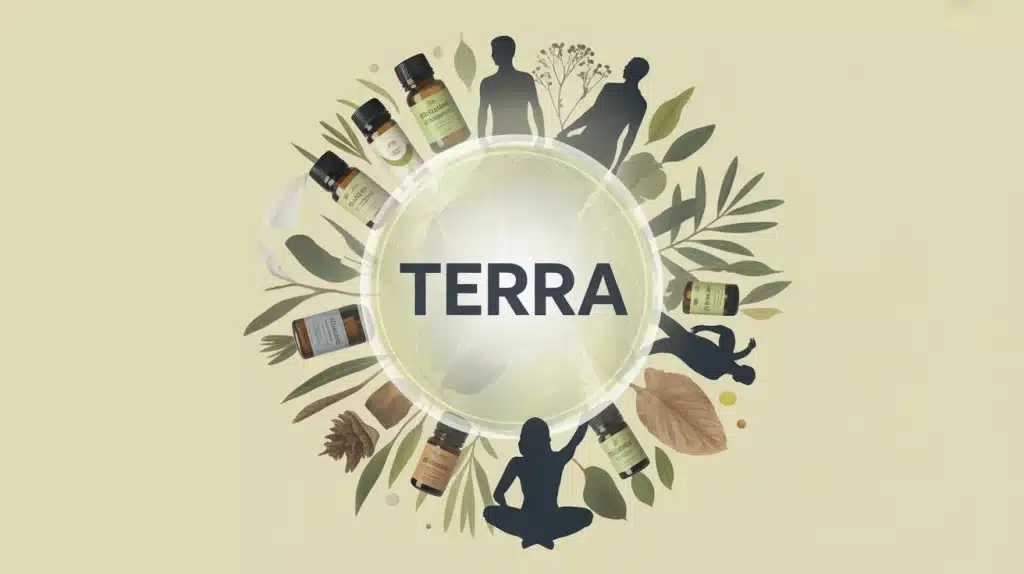 Illustration Terra cercle lumineux huiles essentielles nature