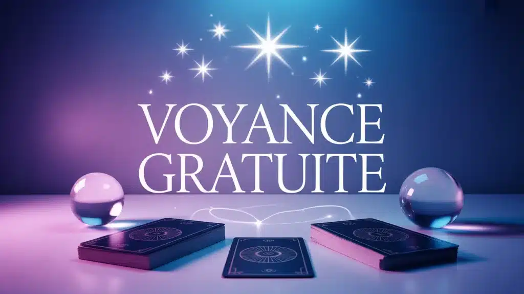 Illustration voyance gratuite avec cartes tarot et boule de cristal