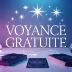 Illustration voyance gratuite avec cartes tarot et boule de cristal