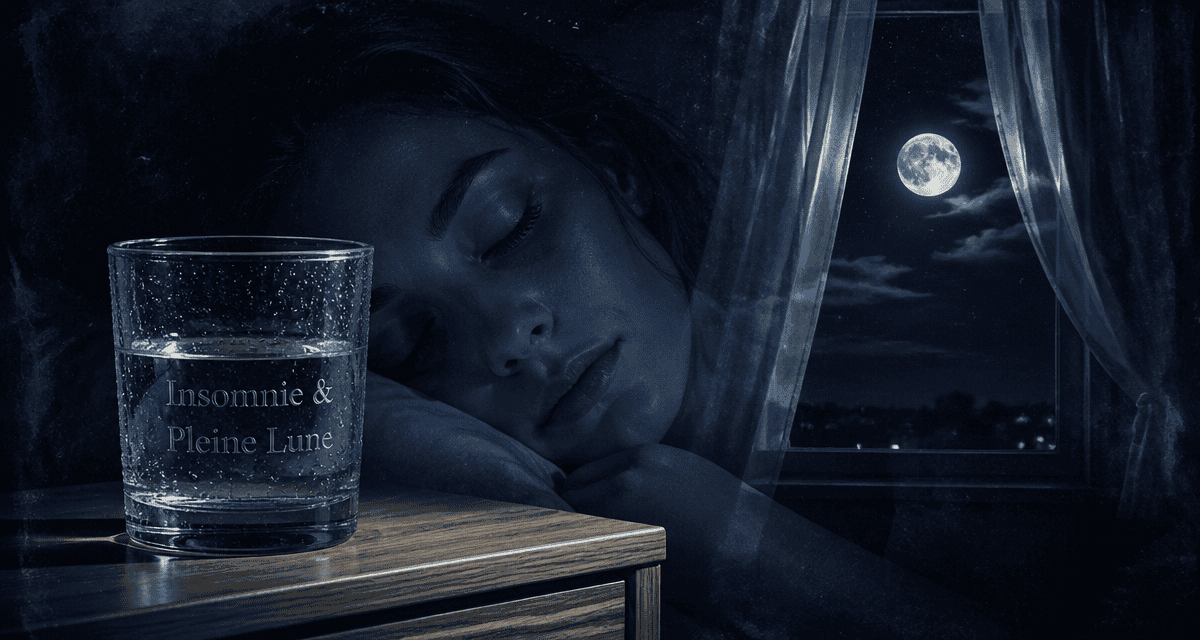 insomnie pleine lune verre d'eau sur table de nuit