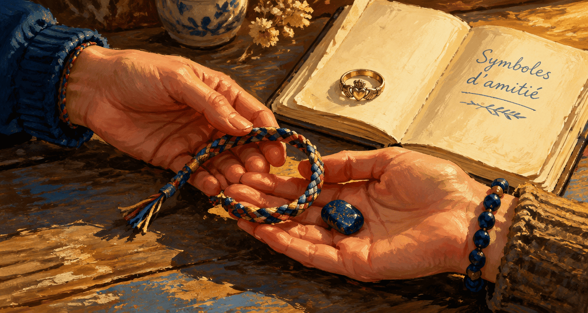 symbole amitié mains bracelet lapis-lazuli