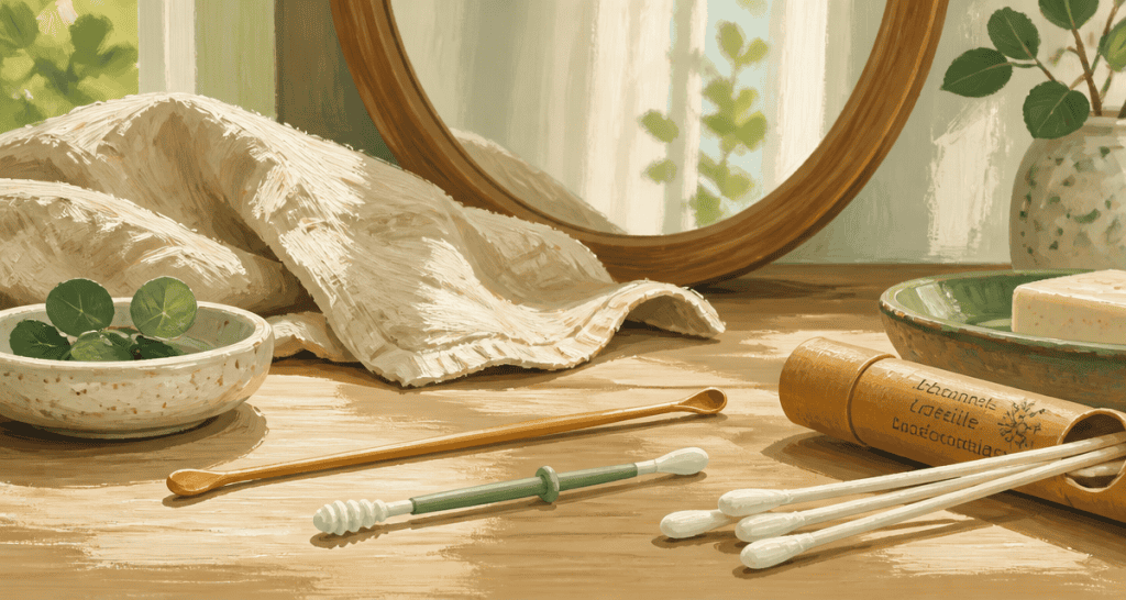 Accessoires hygiène sans coton tige sur bois