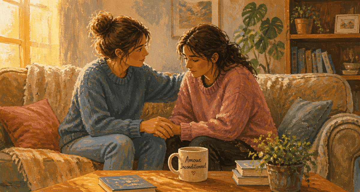 amour inconditionnel deux personnes réconfort salon