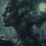 comment savoir si on est une sorcière portrait double exposition femme forêt lune