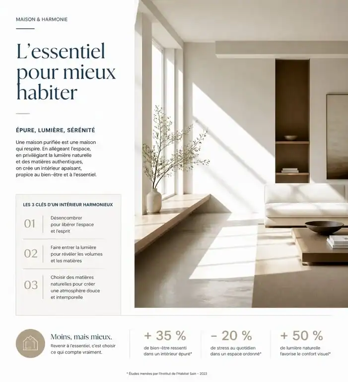 Illustration d'une maison purifiée et harmonieuse pour apprendre comment purifier sa maison des mauvaises ondes.