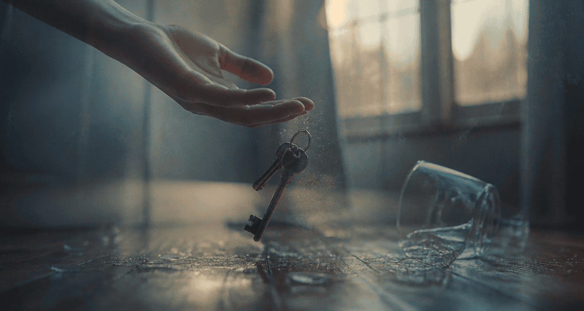 Faire tomber des objets involontairement signification main clés verre