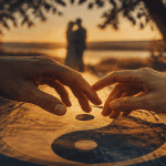 le yin et le yang en amour mains s’effleurant