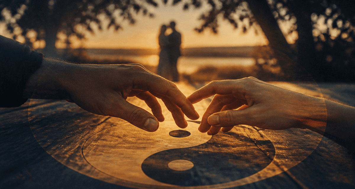 le yin et le yang en amour mains s’effleurant