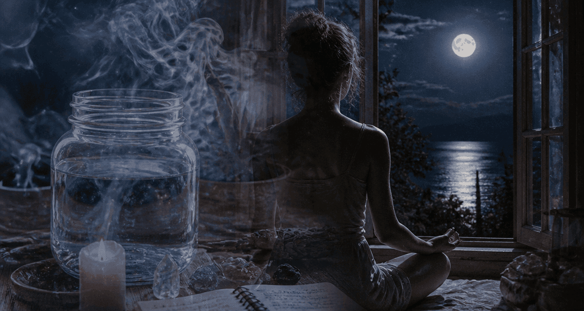 rituel pleine lune femme méditation autel