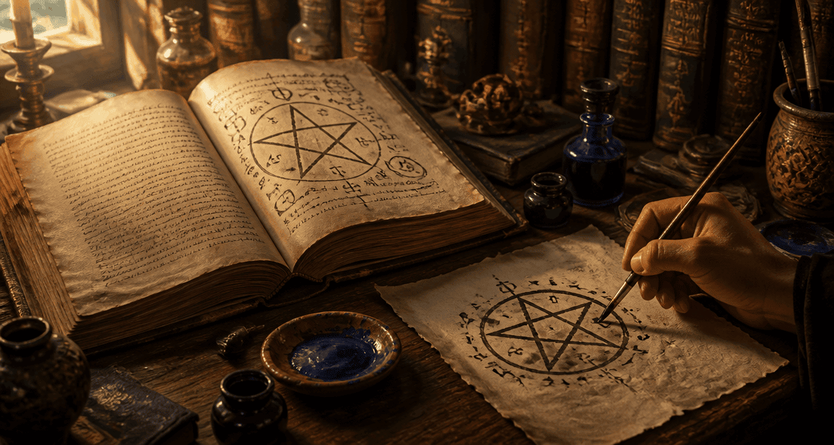 signification pentagramme dessiné sur manuscrit