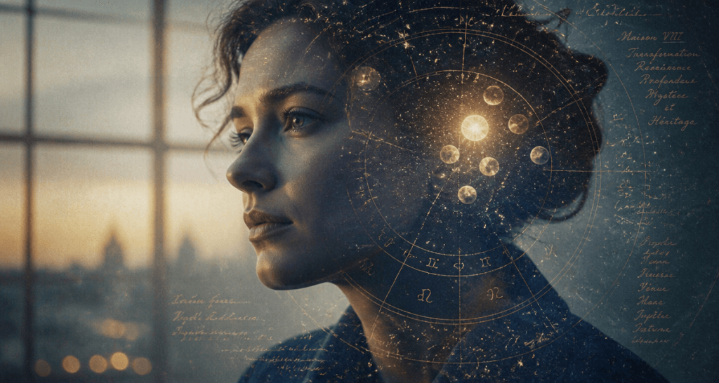 Stellium astrologie visage carte ciel