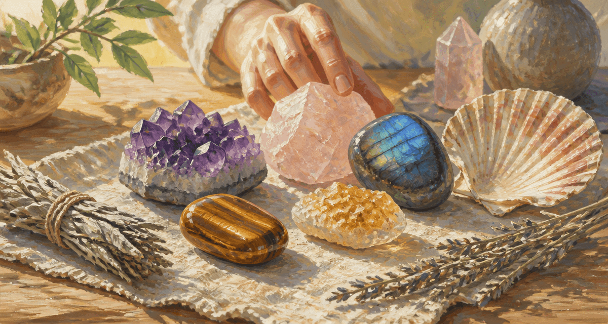 tableau signification des pierres sur table bois