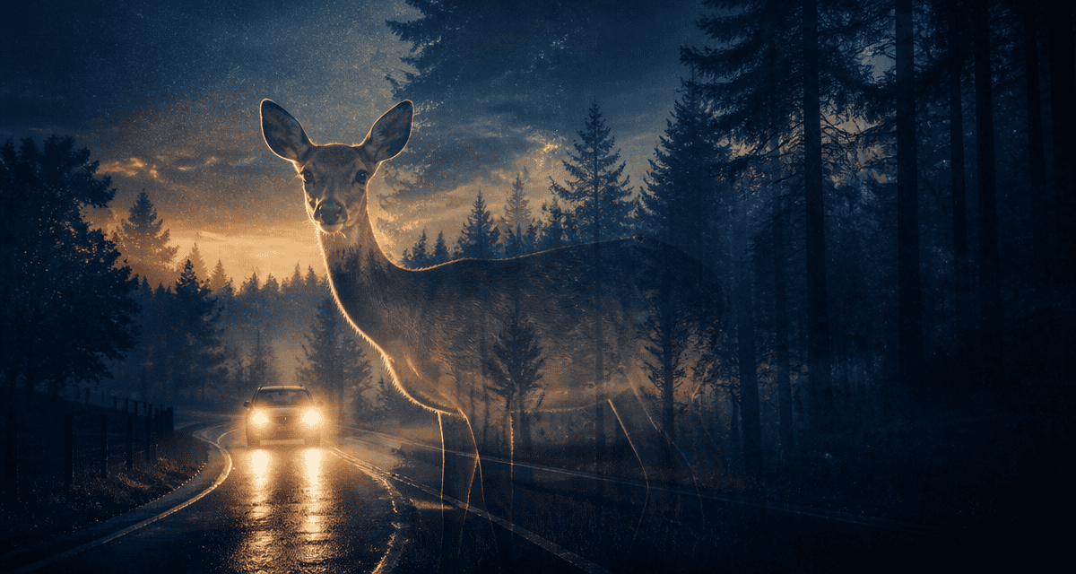 voir une biche sur la route signification forêt nuit