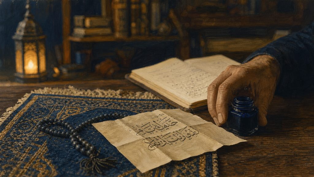 Doua pour retrouver un objet perdu islam : chapelet et feuille sur table