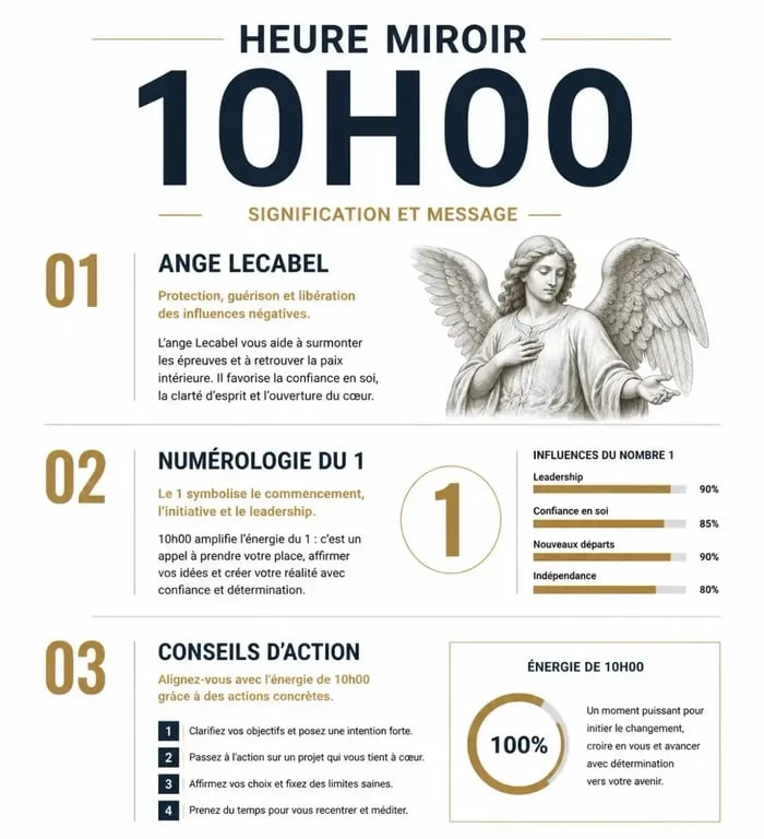 Signification de l'heure miroir 10h00 : ange Lecabel, numérologie et conseils