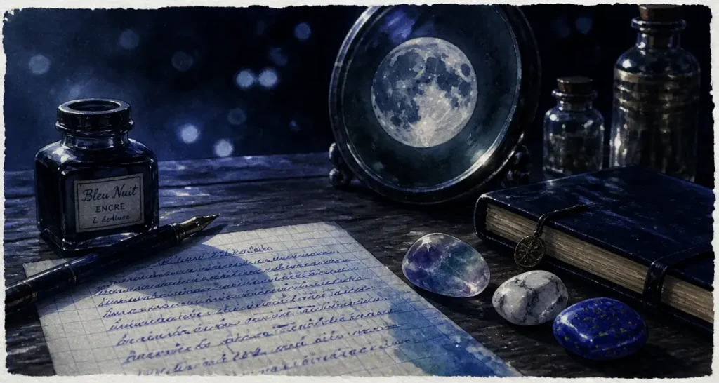 Pleine lune en gémeaux, trois pierres (fluorite, howlite, lapis) et rituel de clarté