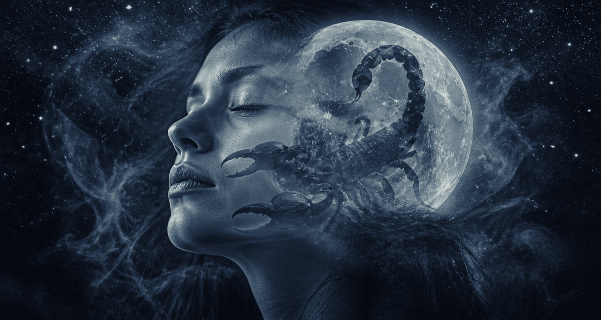 pleine lune en scorpion visage femme scorpion