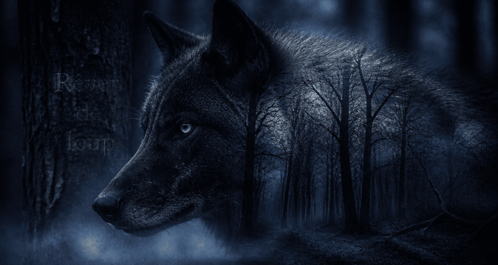 rever de loup profil foret brume