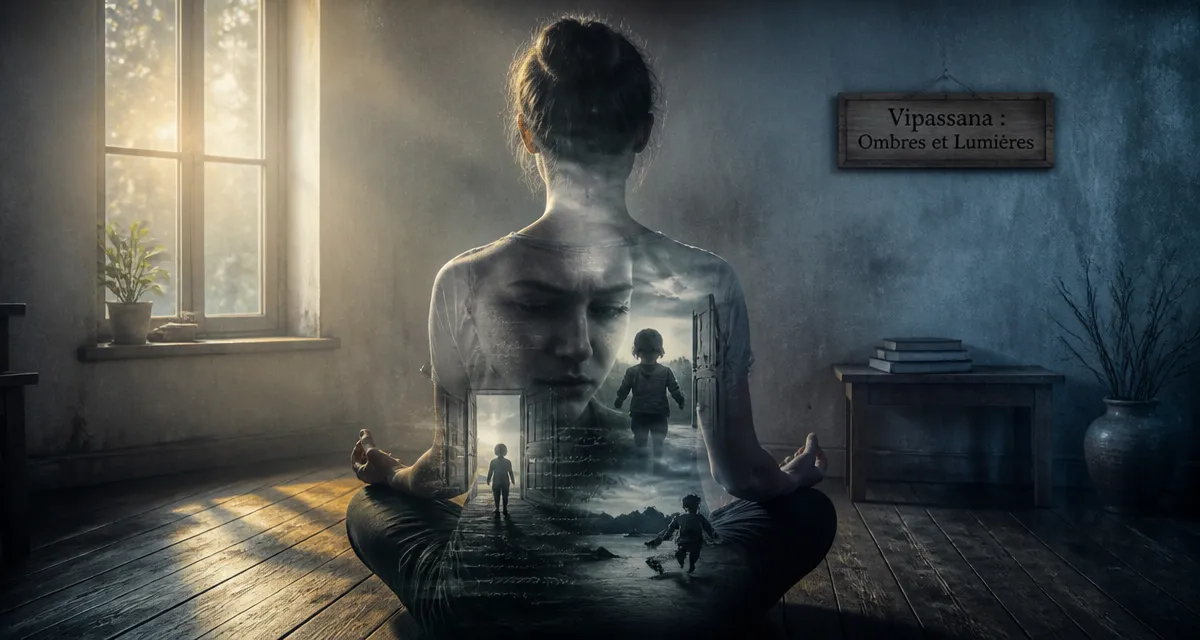 vipassana danger silhouette méditation visage inquiet