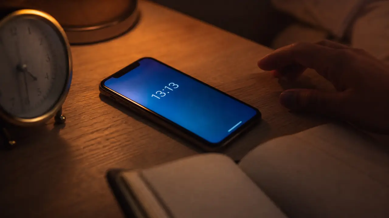 13:13 signification heure miroir sur écran de smartphone