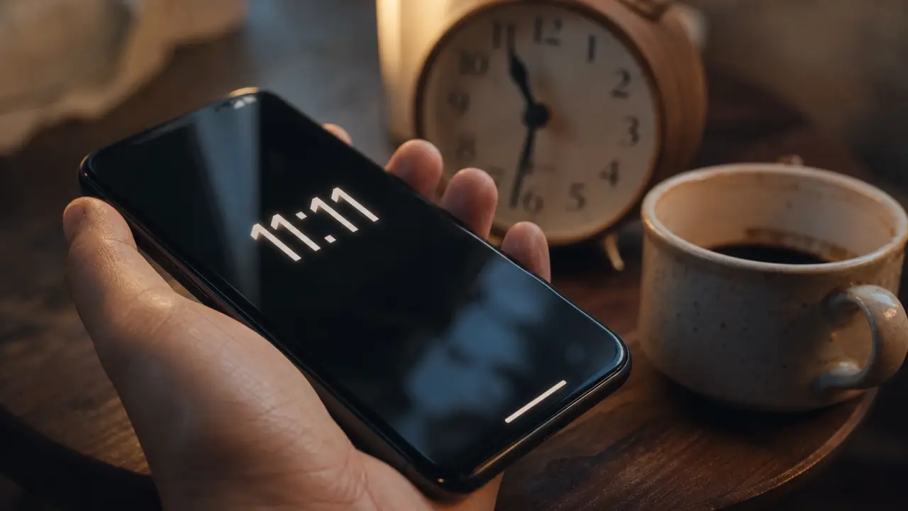 Les heures miroirs 11:11 sur smartphone