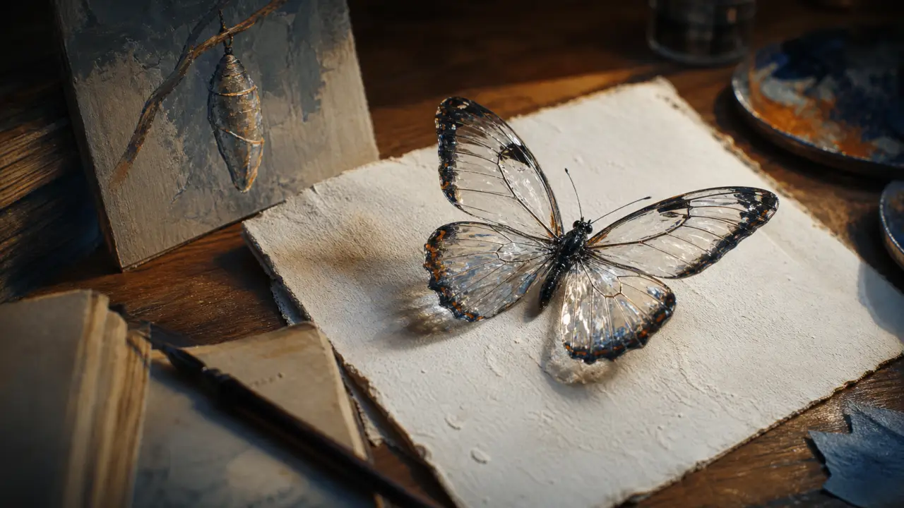 Signification papillon : transformation et liberté, spécimen sur papier