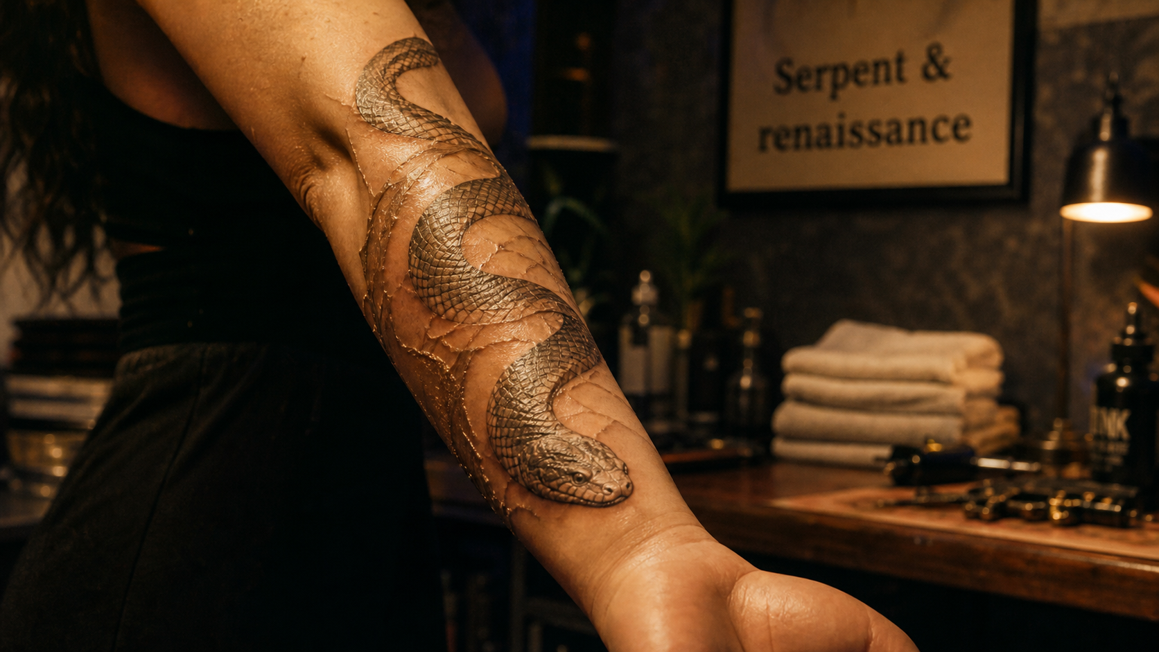 Signification tatouage serpent : renaissance et protection, tatouage réaliste sur avant-bras
